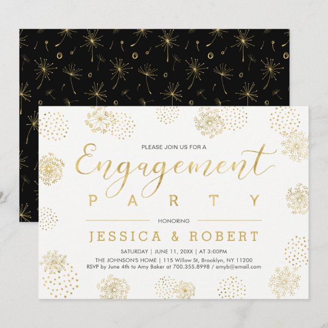 Invitation Simple et élégant mariage fiançailles Party (Devant / Derrière)