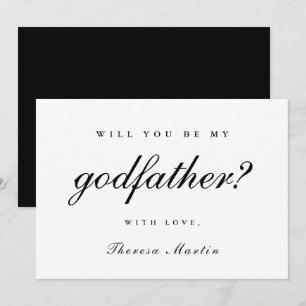 Invitation Simple et Élégant Parrain Proposition Noir