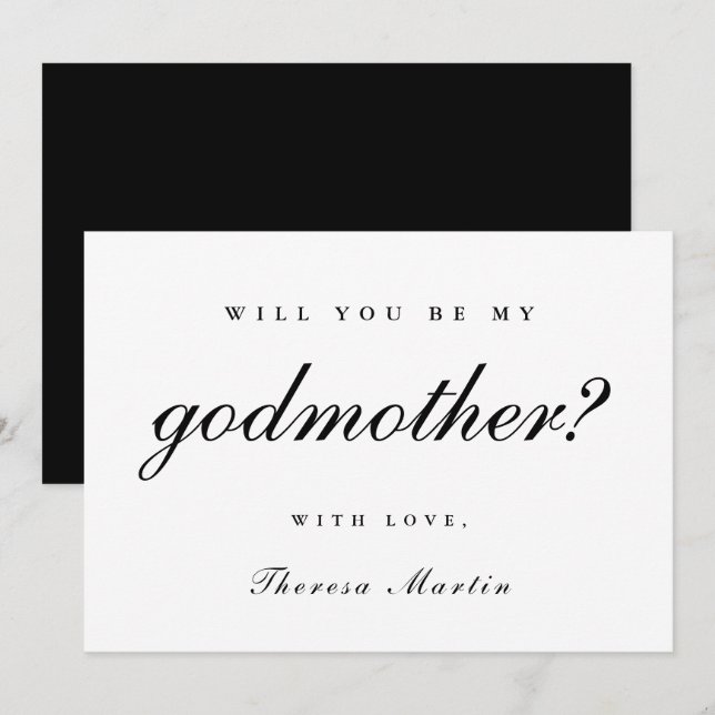 Invitation Simple et Élégant Parrainage Marraine Proposition  (Devant / Derrière)