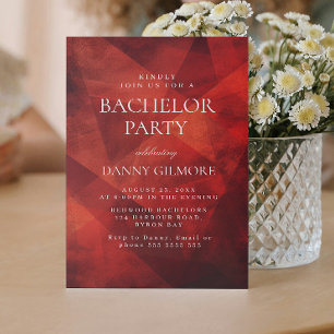 Invitation Simple et élégant Red Bachelor Party