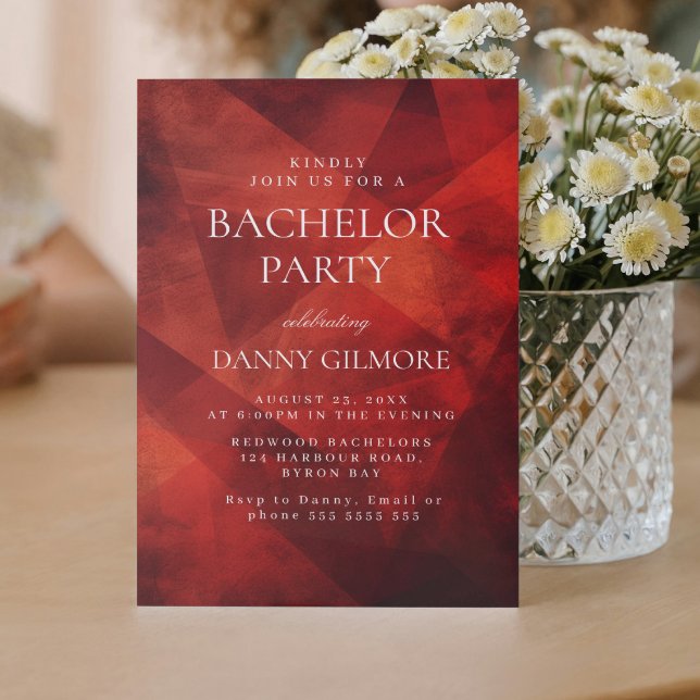 Invitation Simple et élégant Red Bachelor Party (Créateur téléchargé)