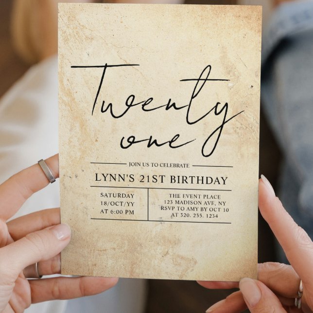 Invitation Simple et élégant Rustique 21e fête d'anniversaire (Créateur téléchargé)