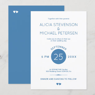Invitation Simple et élégante ardoise bleu et blanc mariage