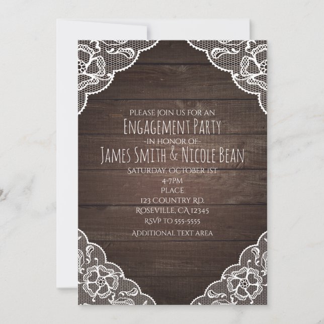 Invitation simple et élégante en bois rustique et  (Devant)