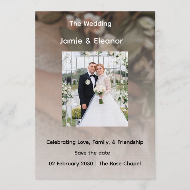 Invitation simple et élégante pour un mariage  (Devant)