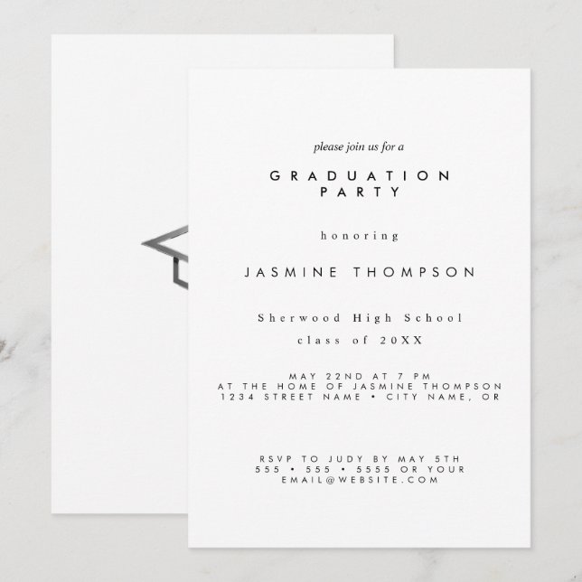 Invitation simple et élégante pour une fête de fin (Devant / Derrière)