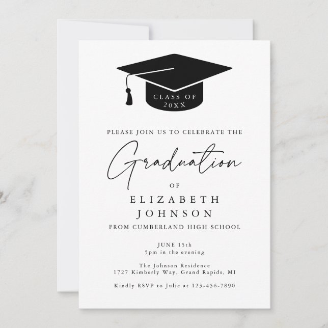 Invitation simple et élégante pour une fête de rem (Devant)