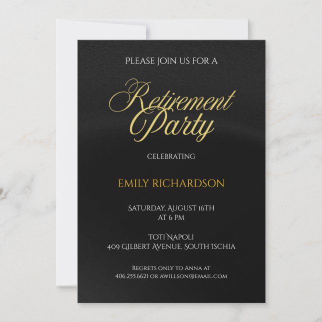 Invitation simple et élégante pour une fête de ret (Devant)