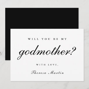 Invitation Simple et Élégante Proposition de Marraine Noir
