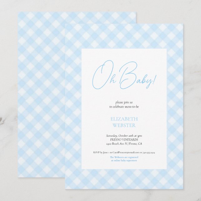 Invitation simple et mignonne pour une fête de béb (Devant / Derrière)