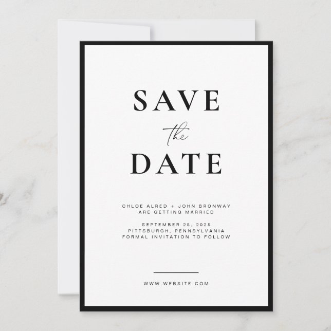 Invitation Simple et moderne Enregistrer la date avec Photo I (Devant)