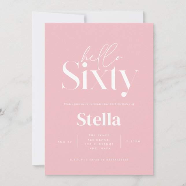 Invitation Simple et moderne noir & blanc 60e anniversaire (Devant)