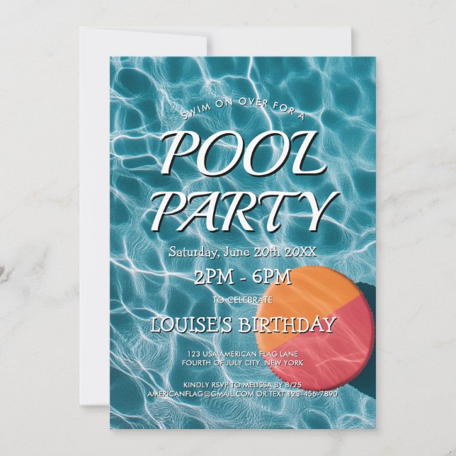 Invitation simple et moderne pour une fête au bord (Devant)