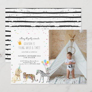 Invitation simple et moderne pour une fête d'anima