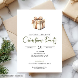 Invitation simple et neutre en beige pour Noël sca