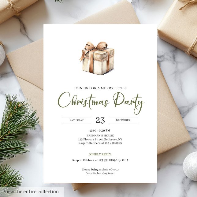 Invitation simple et neutre en beige pour Noël sca (Simple Neutral Beige Scandinavian Christmas Invite)