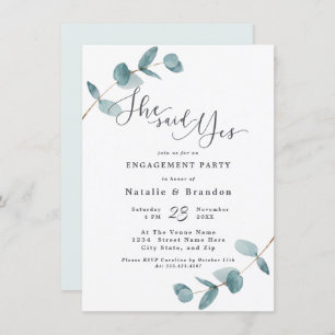 Invitation Simple Eucalypse Elle A Dit Oui Partie Engagement