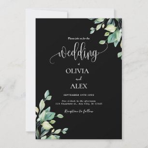 Invitation Simple Eucalyptus manuscrit Mariage de code QR