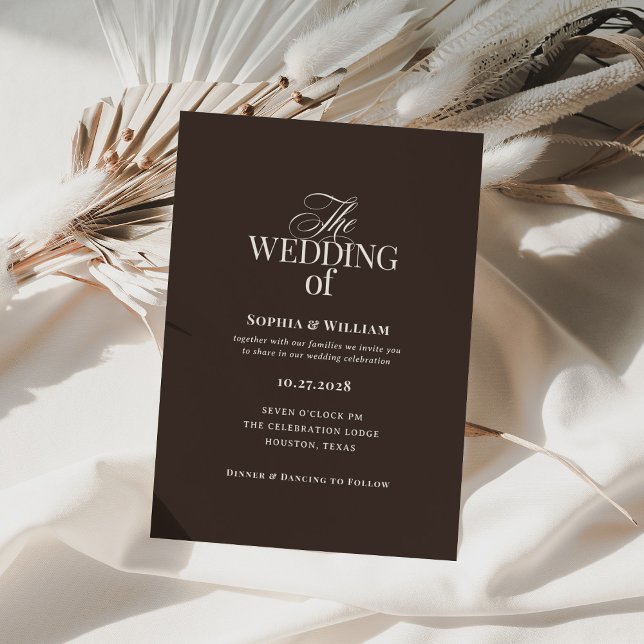 Invitation Simple Expresso Brun Foncé | Mariage Neutre (Créateur téléchargé)