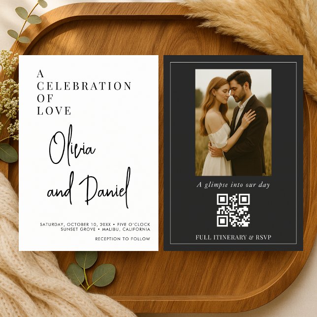 Invitation Simple Faire Mariage Code QR Photo Écriture (Créateur téléchargé)
