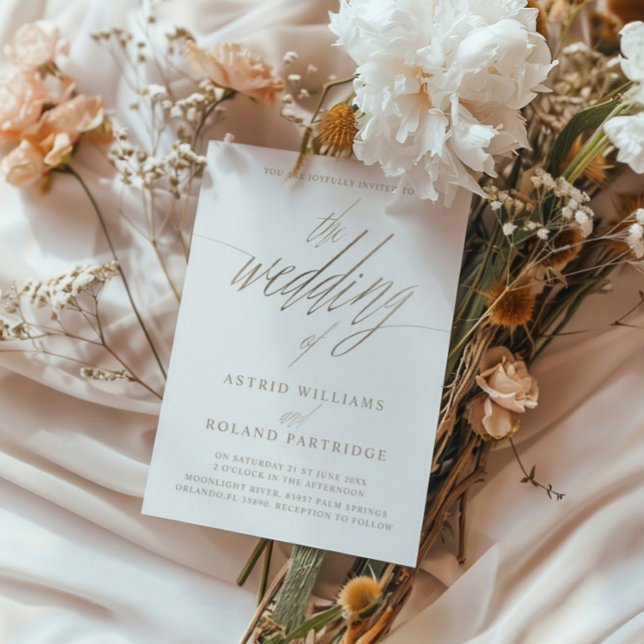 Invitation Simple Faux Gold Calligraphie le Mariage de (Créateur téléchargé)