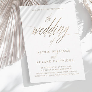 Invitation Simple Faux Gold Calligraphie le Mariage de