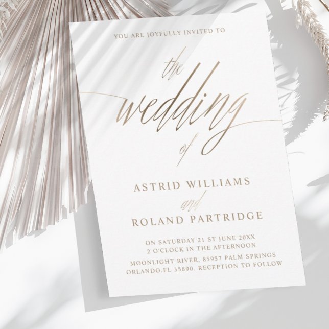 Invitation Simple Faux Gold Calligraphie le Mariage de (Créateur téléchargé)