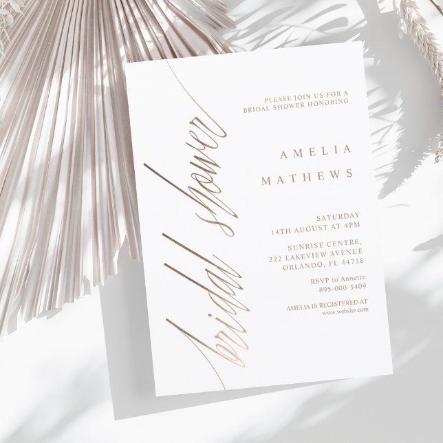 Invitation Simple Faux Or Calligraphie Enterrement de Vie de  (Créateur téléchargé)