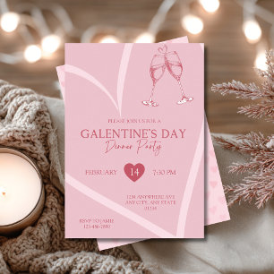 Invitation Simple fête de Galentine’s Day avec dîner