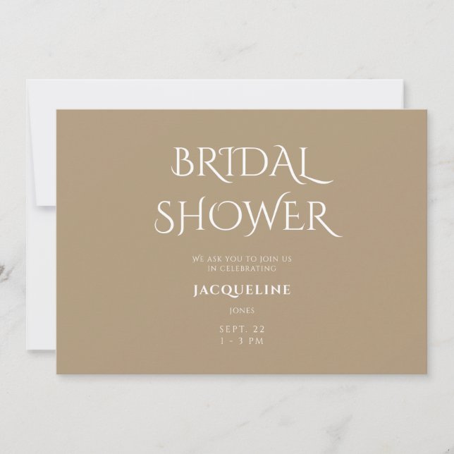 Invitation Simple Fête de Mariage au Beige (Devant)
