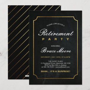 Invitation Simple Fête de Retraite Surprise Élégante en Or