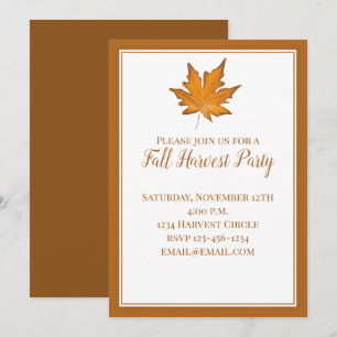 Invitation Simple feuille d'érable brun automne