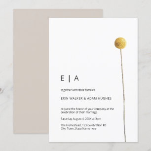 Invitation Simple Fleur de Tige Jaune Minimaliste Aquarelle