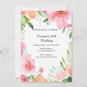 Invitation simple Floral Anniversaire