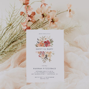 Invitation Simple Floral Douce 16e Anniversaire