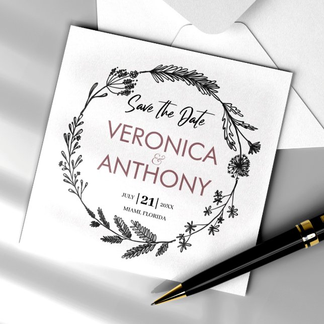 Invitation Simple Floral Enregistrer La Date QR Code Mariage (Simplify your RSVP with our QR code save-the-date, adding an unforgettable touch to your special day)