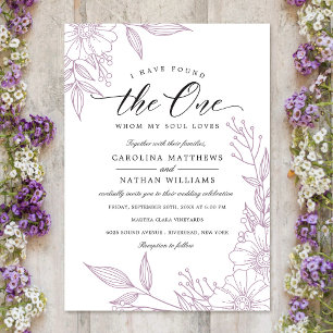 Invitation Simple Floral J'Ai Trouvé Celui   Mariage Lilac