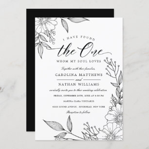 Invitation Simple Floral J'Ai Trouvé Celui   Mariage noir