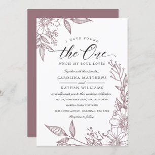 Invitation Simple Floral J'Ai Trouvé Celui   Mauve Mariage