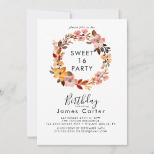 Invitation simple florale pour un anniversaire Swe