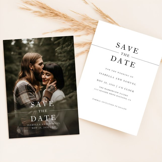Invitation Simple Forest Boho Photo Wedding Enregistrer La Da (Créateur téléchargé)