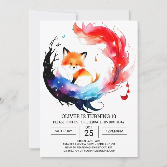 Invitation Simple Fox Birthday Adventure (Devant)