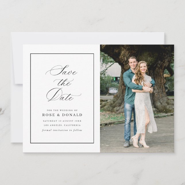 Invitation Simple frame elegant script save the date (Devant)