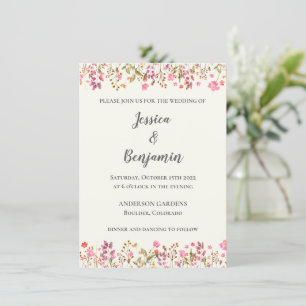 Invitation Simple frontière florale Mariage botanique Jardin