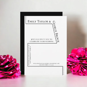 Invitation Simple Funky Black and White Chart Mariage moderne