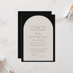Invitation Simple Géométrique Chrétien Noir & Tan