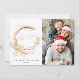 Invitation Simple Géométrique Golden Floral Holiday Crad