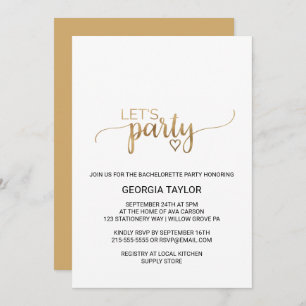 Invitation Simple Gold Calligraphy Bachelorette