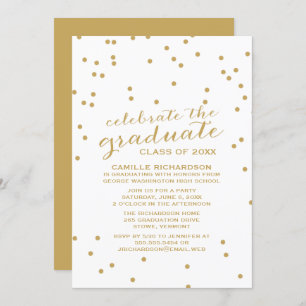 Invitation Simple Gold Confetti Graduation Party