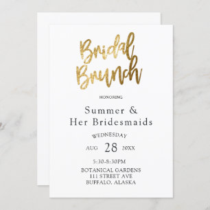 Invitation Simple Gold Foil Textures Bridesmaids Déjeuner